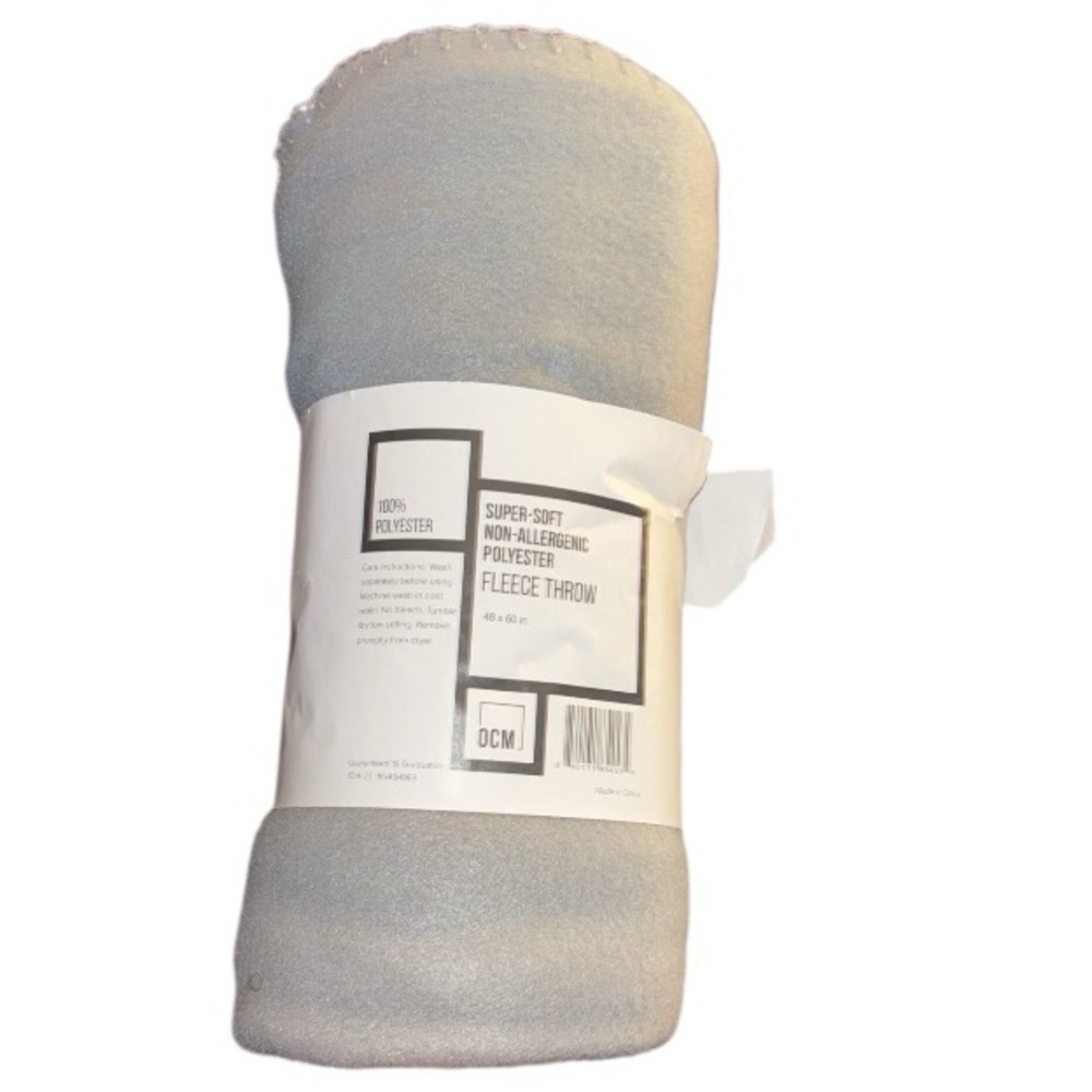 OCM Super-Soft Gray Fleece Throw Blanket